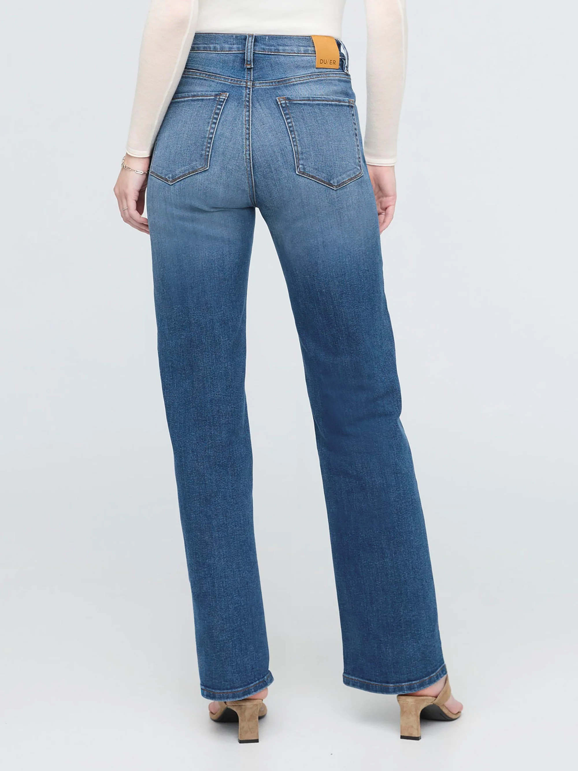Duer Womens Performance Denim + High Rise Straight Pants - Image 3