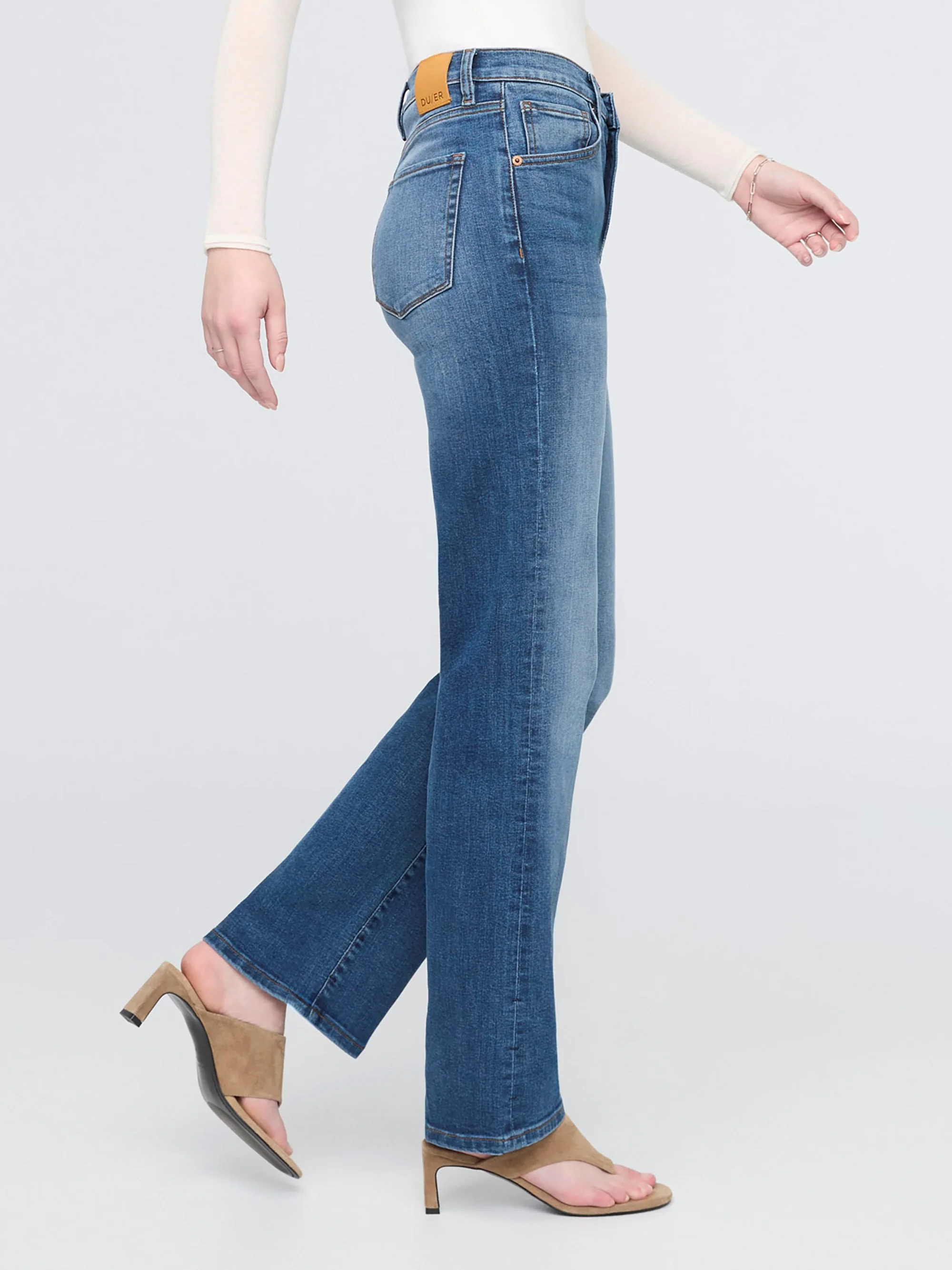 Duer Womens Performance Denim + High Rise Straight Pants - Image 4