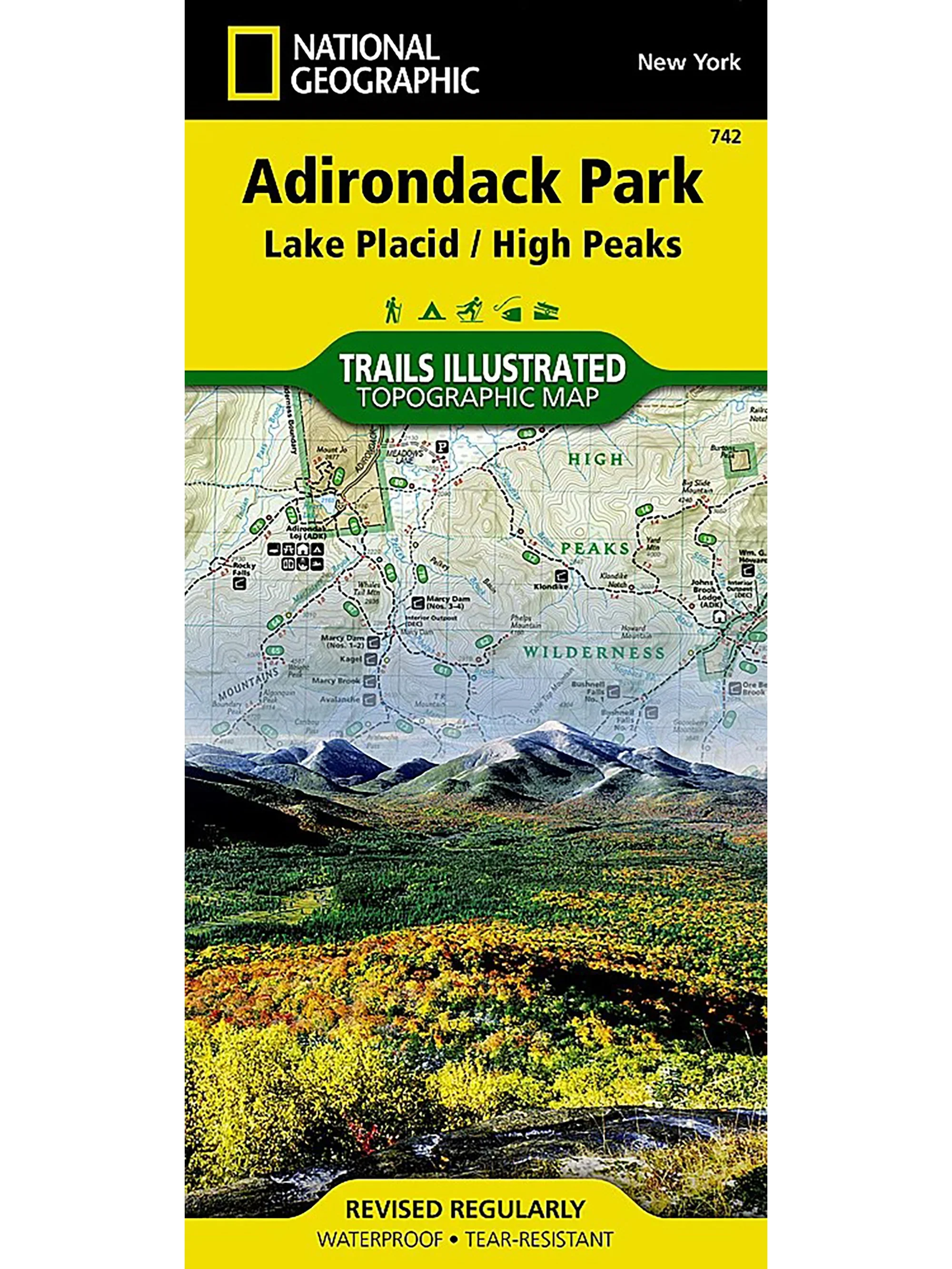 National Geographic Lake Placid, High Peaks: Adirondack Park Map
