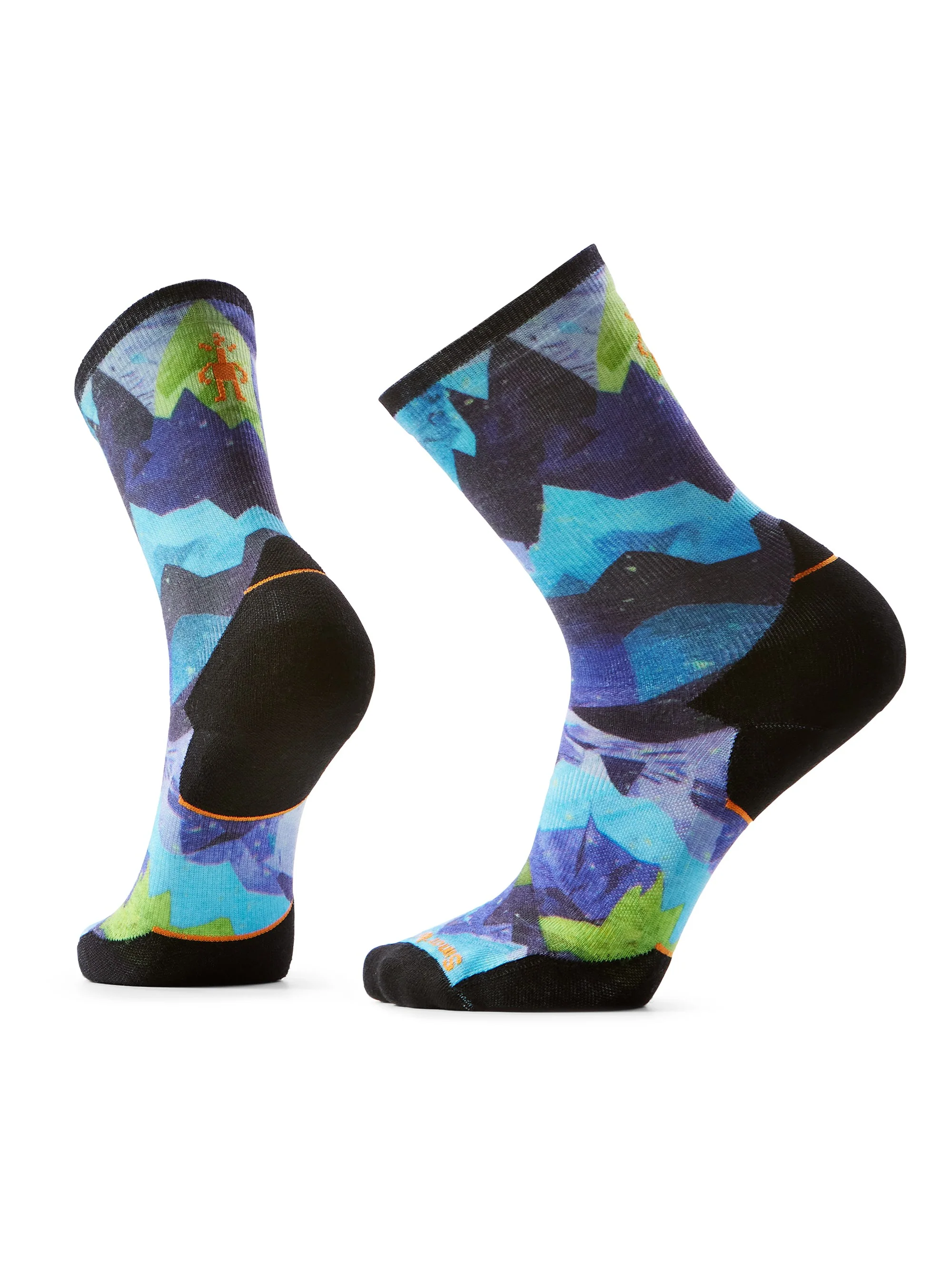 Smartwool Mens Trail Run Summit Sector Print Crew Socks