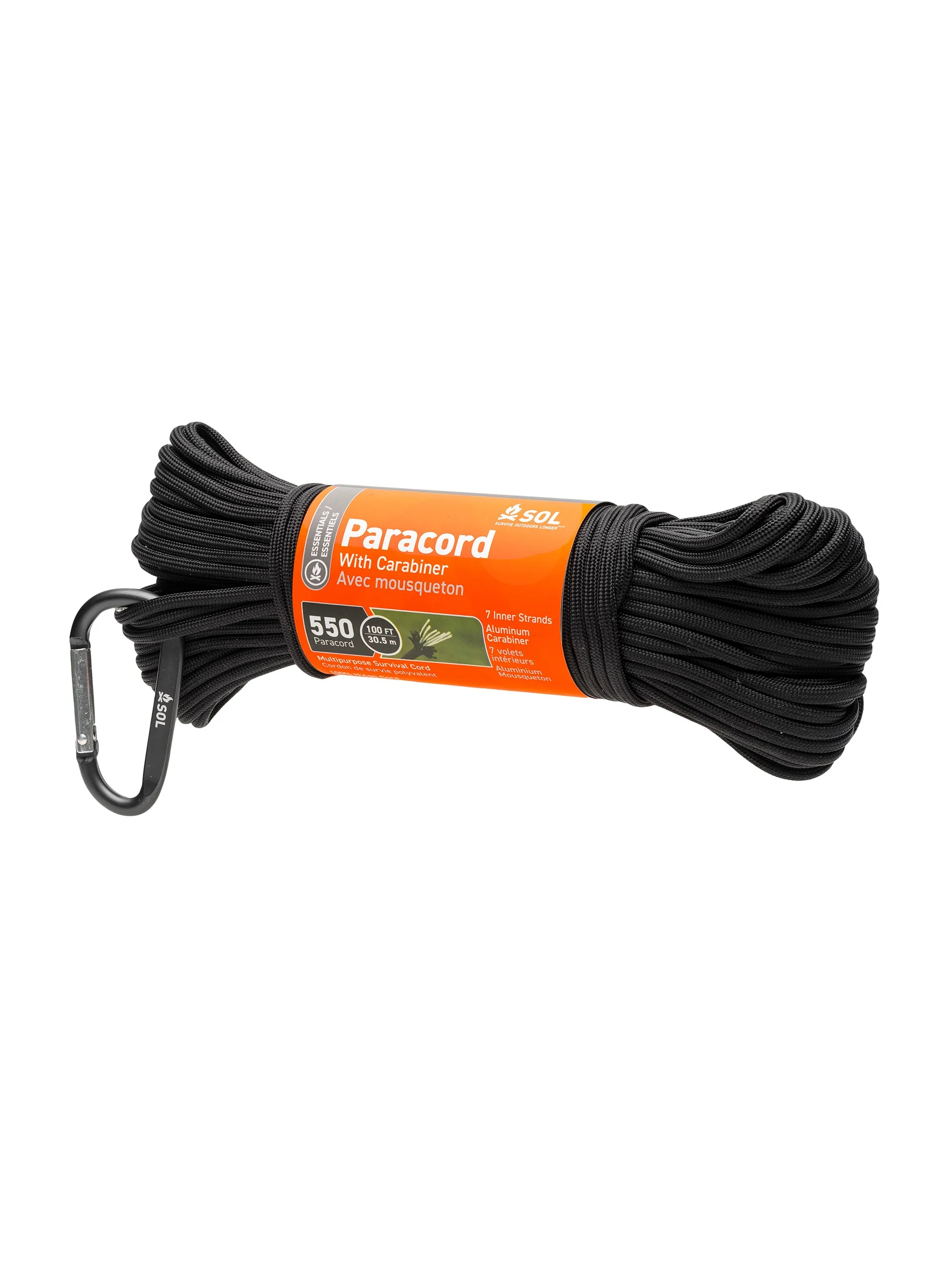 SOL 550 Paracord 100ft with Carabiner - Image 2